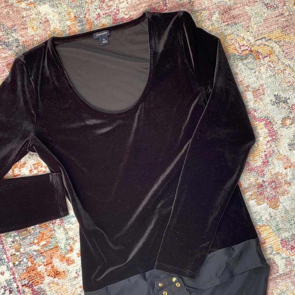 J.Crew Black Velvet Scoop Neck Bodysuit